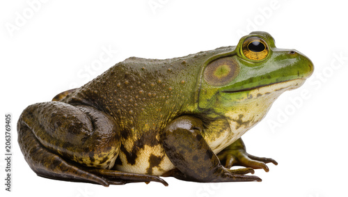 Принти на полотні Large green bullfrog with textured skin, isolated on transparent background