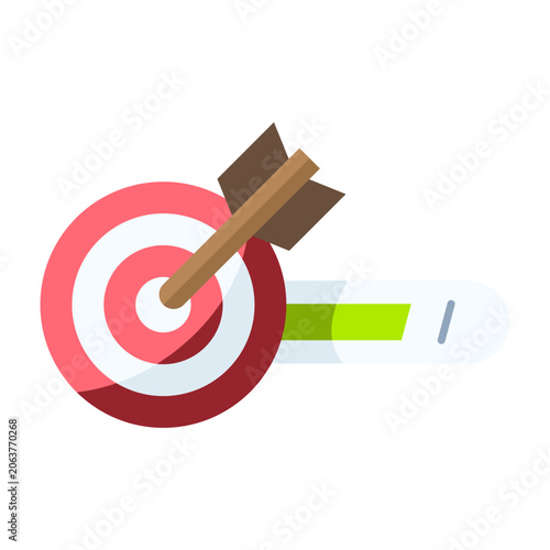 Goal tracking flat illustration with target and arrow for achievement monitoring