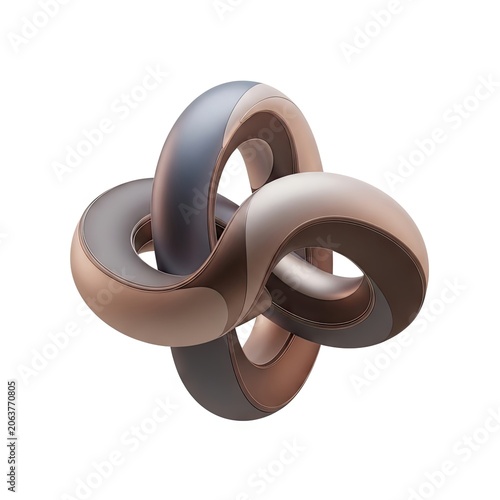 Abstract 3D Rendered Knot Shape with Gradient Colors.