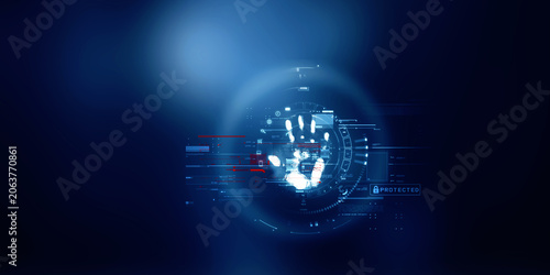 2d Illustration Fingerprint Scanning Technology Concept 