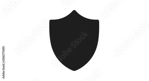 Black shield silhouette on a white background a protective emblem
