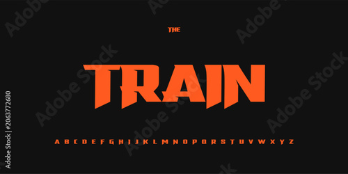 Power Text Strength Gym Font, Powerful Typeface for Fit Branding, modern sport logo Motivated Phrases, Tee Lettering, Impactful headline, Athletic Typography, Bold Sharp Alphabet. Vector typeset