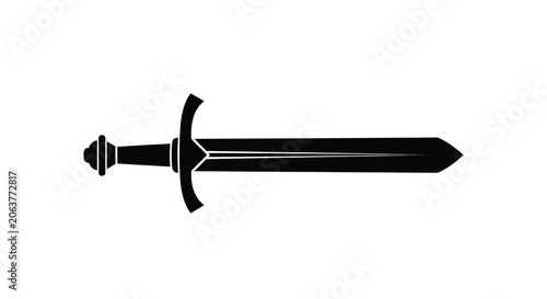 Obraz na plátně Sword Silhouette On White Background A Medieval Weapon Design