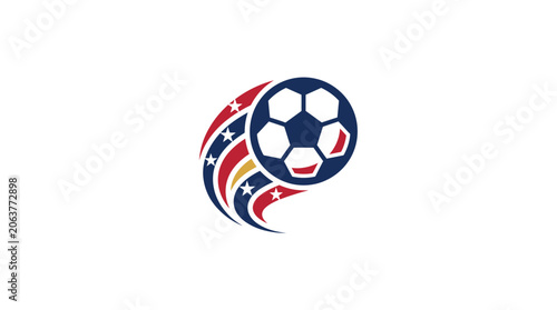 Foto Soccer ball with dynamic colorful motion.