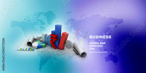 3d rendering Stock market online business concept. business Graph with indian rupee sign
