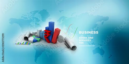 3d rendering Stock market online business concept. business Graph with indian rupee sign

