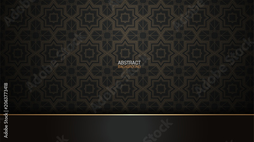 Modern Black Gold Islamic Background with Decorative Star Motifs and Elegant Arabesque Elements for Marketing Templates