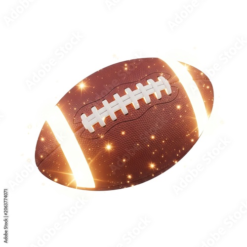 Sparkling American Football Isolated on White Background.