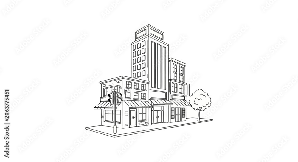 Obraz premium A large office building structure.