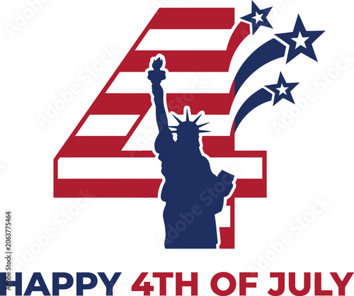 Happy 4th of july isolated on transparent background