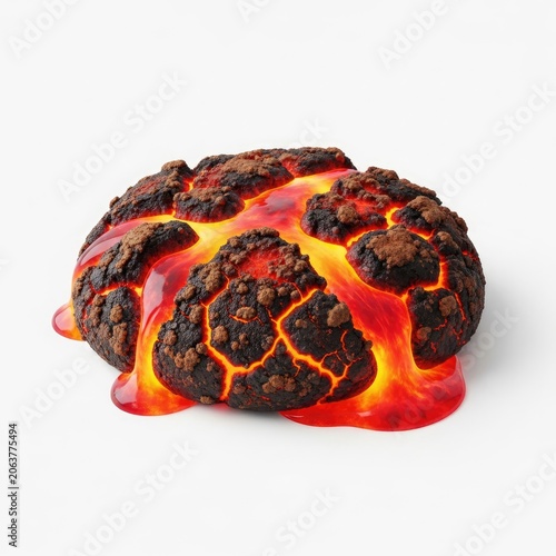 Molten Lava Rock Formation with Glowing Orange and Red Flow.