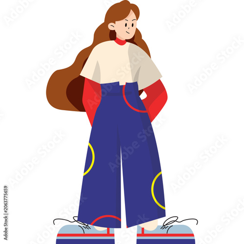 Streetwear Girl Flat Illustration
