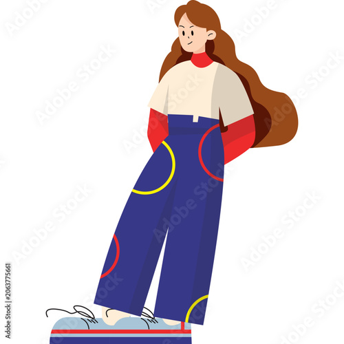Streetwear Girl Flat Illustration