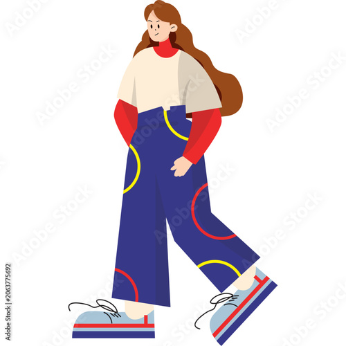Streetwear Girl Flat Illustration
