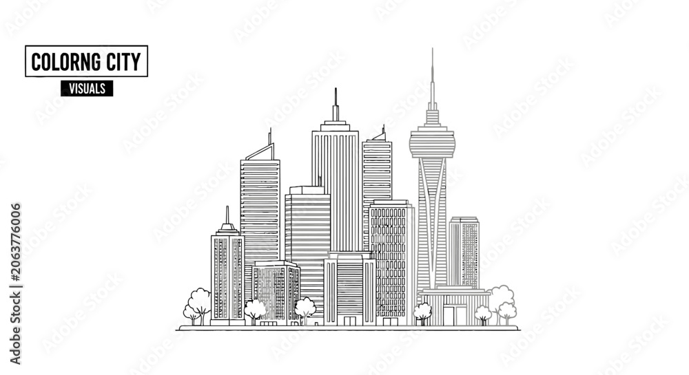 Obraz premium City skyline with tall buildings.