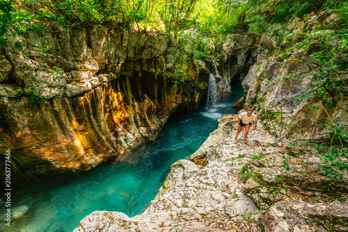 Foto Velika Korita or Great canyon of Soca river near Bovec in Slovenia