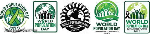 World population day logos isolated on transparent background