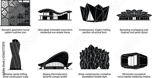 Canvastavla Modern architectural design concepts and innovative building structure icons set