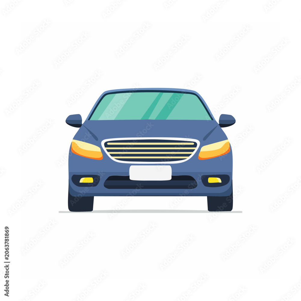 Fototapeta premium Blue 3D rendered car front view
