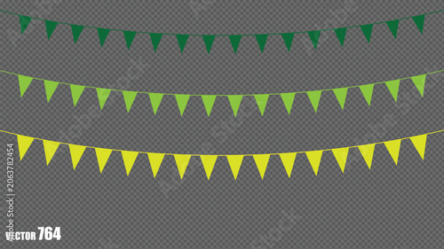 Obraz na płótnie Colorful Triangular Bunting Flags Hanging in Straight Rows Vector Illustration