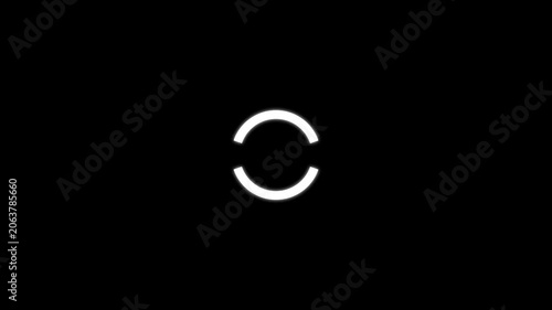 Circular Loading Spinner Icon with Rotating White Segmented Rings on Black Background Loop Animation 4k Resolution with Alpha Channel