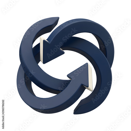 Blue Interlocking Arrows 3D Render