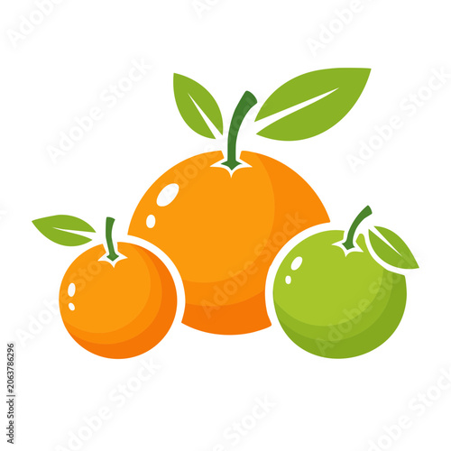 Flat design of orange apple and leaves