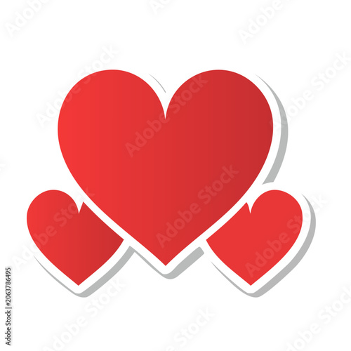 Three Red Hearts Icon on Transparent Background