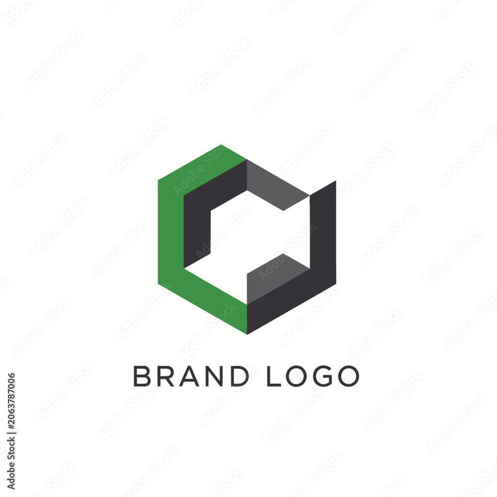 Fototapeta premium Abstract hexagon logo for technology or business on white background.