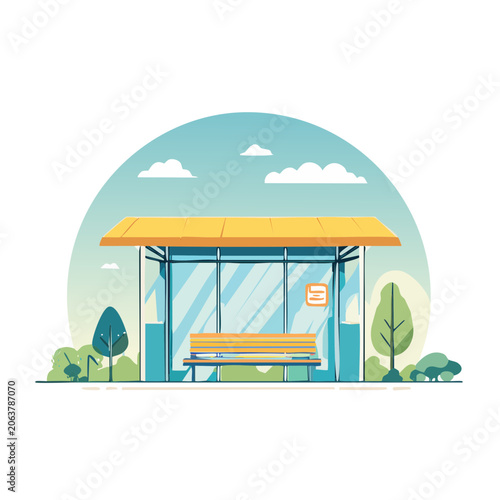 Flat design illustration of a house with umbrella roof