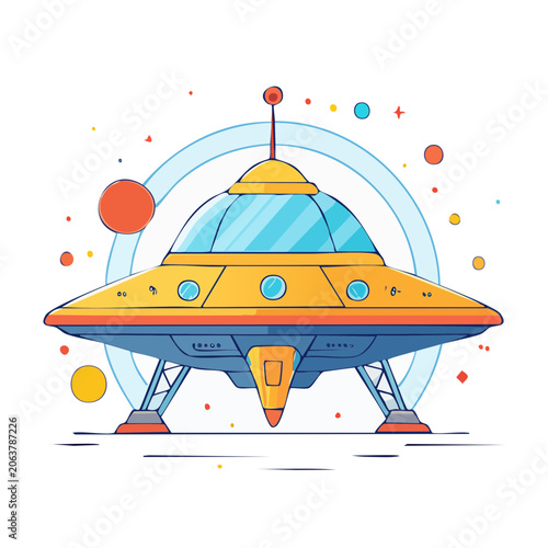 Hot air balloon illustration with basket and sky