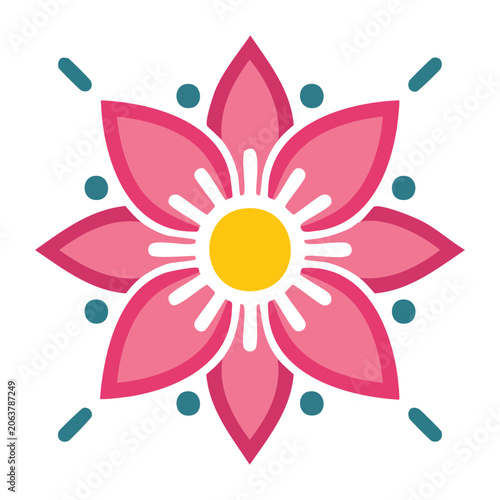 Pink flower with yellow sun center vector