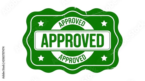 Green approved stamp, verified badge, validation seal, confirmation icon