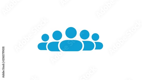 Group of Five People Icon Isolated Animation, Community Icon, Business Teamwork Symbol, Group People Animated Motion