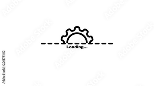 Gear setting system loading bar animation isolated on white background