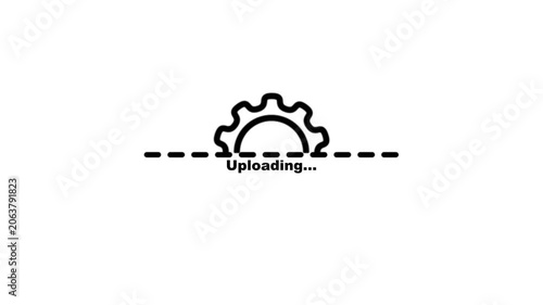 Gear setting system uploading bar animation isolated on white background