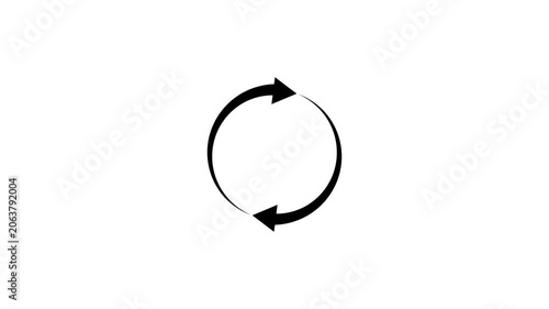 Circular refresh reload icon animation with rotating arrows on white background 4k video animation.