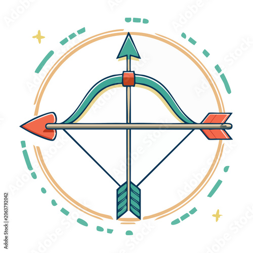 Flat design bow and arrow illustration