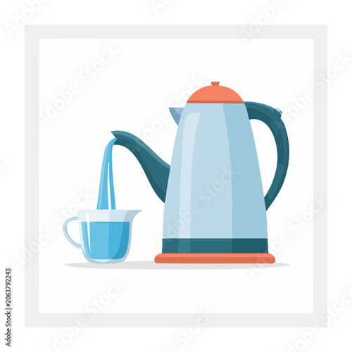 Flat design umbrella with coffee cup icon