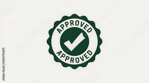 Green approved stamp, checkmark seal, verified badge, validation icon