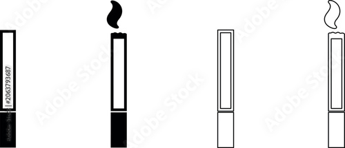 Canvas-taulu Set of four minimalist cigarette icons, two lit and two unlit