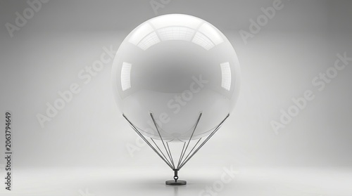 Large white advertising balloon tethered in a studio