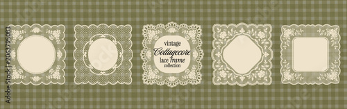 Cuadro en lienzo Whimsical floral lace frame set