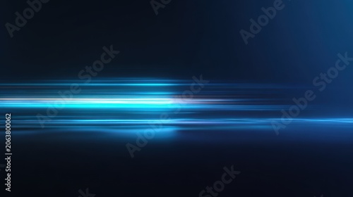 Abstract blue light trails on dark background, cinematic motion blur effect, futuristic glowing speed lines for technology concept