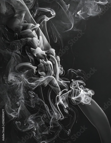 Smoke swirling in dark background closeup.