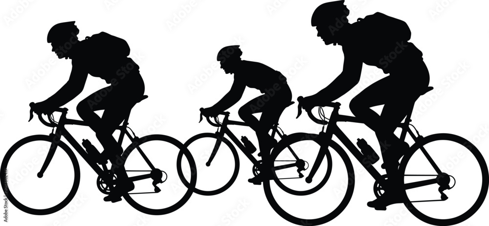 Obraz premium Silhouettes of Cyclists Depicting Motion and Athleticism