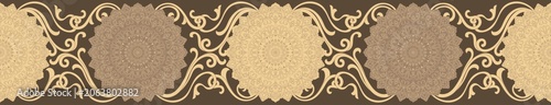 Thai-inspired vintage oriental floral ornament horizontal banner.