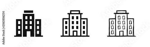 Obraz na plátne Building and Office Icon Set in Solid, Outline, and Sketch Styles