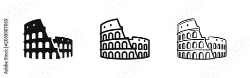 Photography Colosseum icon set