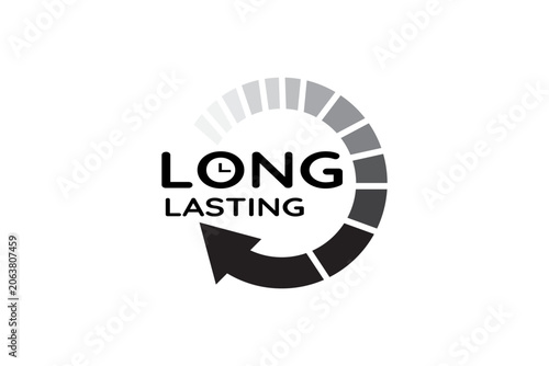 long-lasting icon set, logos, labels, tags, stickers, symbols, emblems, stamps, black, lines, flat vector, isolated illustrations. Pharmaceutical or beauty labels for product packaging design.